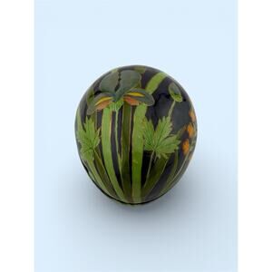 Lacquer Paper Mache Egg Trinket Box Iris Design Hand Painted Kasmir India